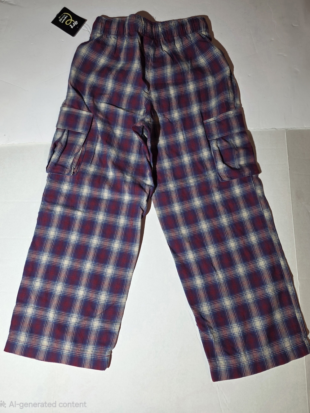 Kids Plaid Cargo Pants - Red/Blue -New - Art Class Size L 10/12